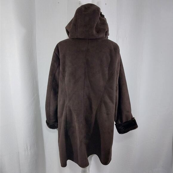 DENIM & CO.! RICH ESPRESSO BROWN VEGAN SUEDE & SHEARLING LINED JACKET! SZ XL - Picture 11 of 14